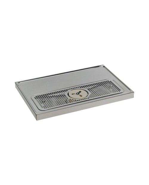 Base drip tray with glass rinser and drain 400x400x40